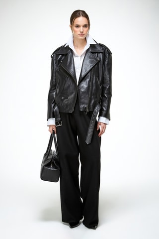 Leren Jack Regular Fit - Zwart