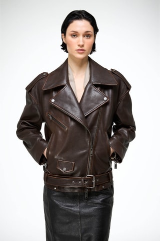 Leren Jasje Regular Fit - Bruin