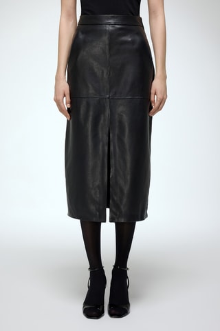 Leren Midirok Hoge Taille - Zwart