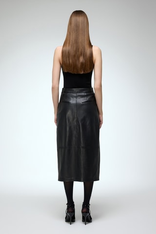 Leren Midirok Hoge Taille - Zwart