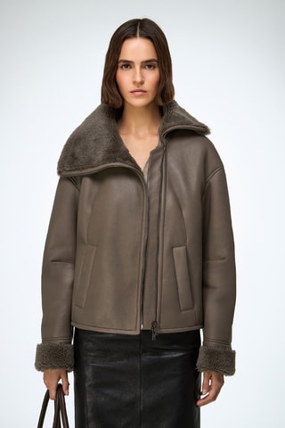 Casaco relaxed em shearling - Bege