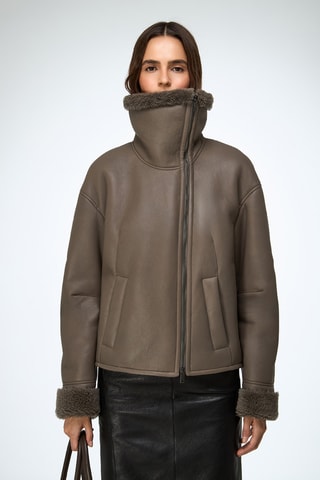 Casaco relaxed em shearling - Bege