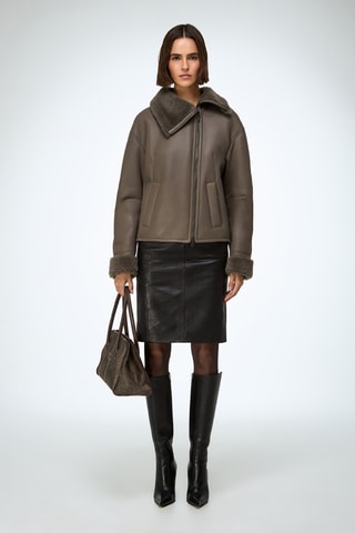 Casaco relaxed em shearling - Bege