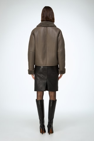Casaco relaxed em shearling - Bege