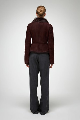 Casaco slim em shearling - Vermelho