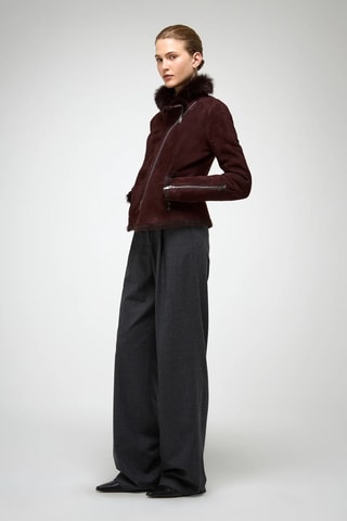 Casaco slim em shearling - Vermelho