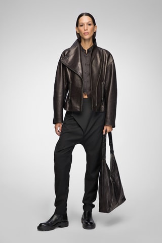 Leren Jasje Regular Fit - Zwart