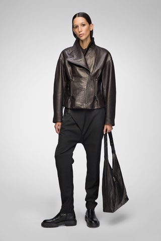 Leren Jasje Regular Fit - Zwart