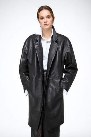 Leren Jasje relaxed Fit - Zwart