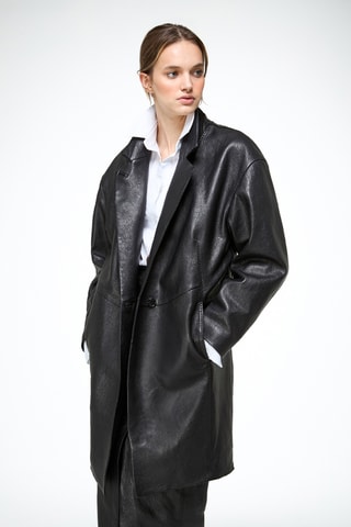 Leren Jasje relaxed Fit - Zwart