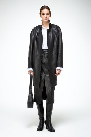Leren Jasje relaxed Fit - Zwart