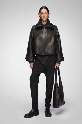 Leren Jasje Oversized Fit - Zwart