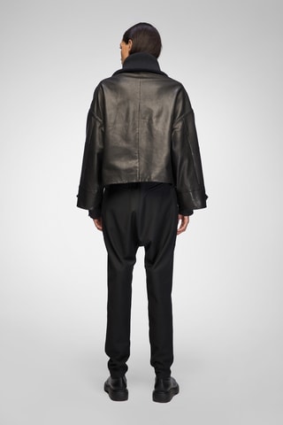 Leren Jasje Oversized Fit - Zwart