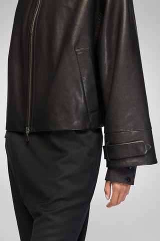 Leren Jasje Oversized Fit - Zwart