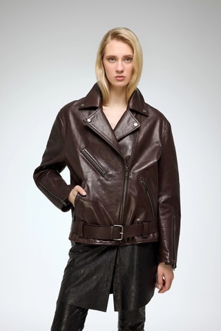 Leren Jasje Oversized Fit - Bruin