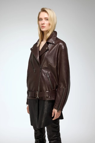 Leren Jasje Oversized Fit - Bruin