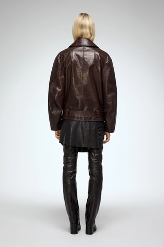 Leren Jasje Oversized Fit - Bruin