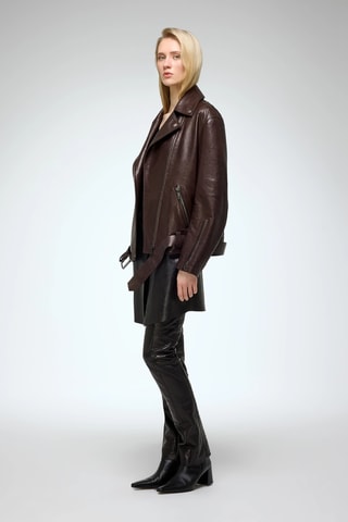 Leren Jasje Oversized Fit - Bruin