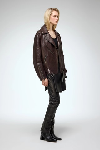 Leren Jasje Oversized Fit - Bruin