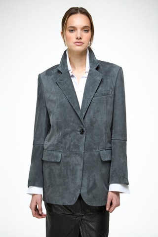 Leren Jasje Regular Fit - Blauw