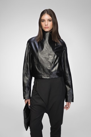Leren Jasje relaxed Fit - Zwart