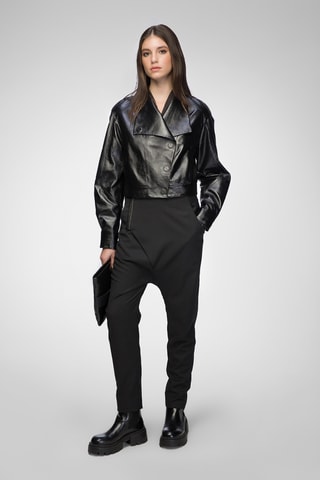Leren Jasje relaxed Fit - Zwart