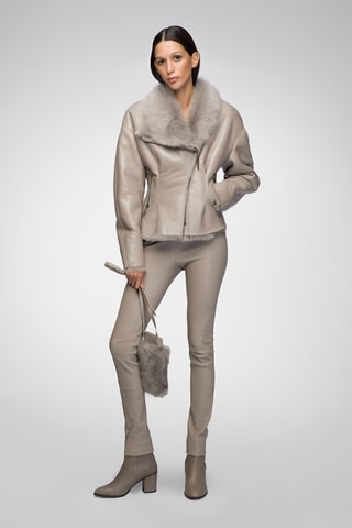Casaco regular em shearling - Bege