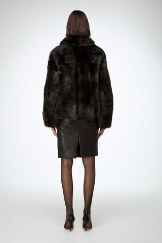 Veste relaxed en shearling - Marron foncé