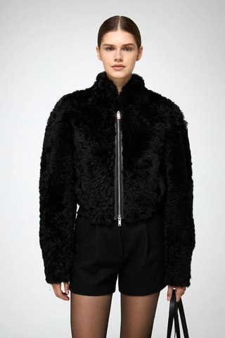 Casaco relaxed em shearling - Preto
