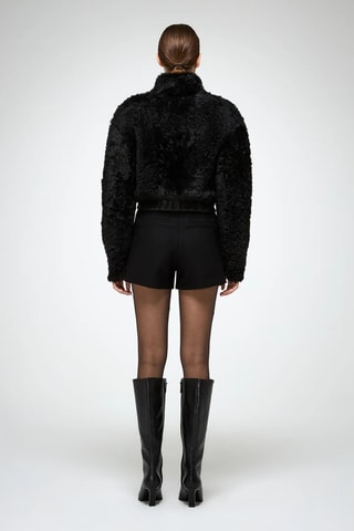 Casaco relaxed em shearling - Preto