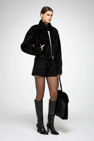 Casaco relaxed em shearling - Preto
