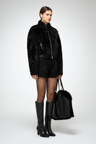 Casaco relaxed em shearling - Preto