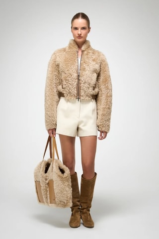 Casaco relaxed em shearling - Bege