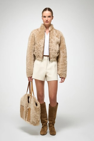 Casaco relaxed em shearling - Bege