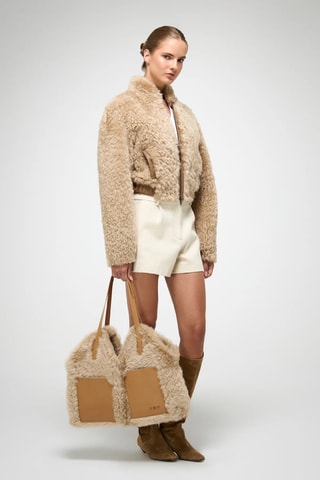 Casaco relaxed em shearling - Bege