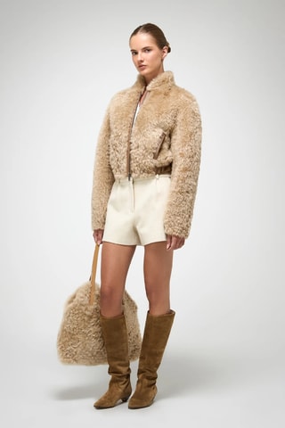 Casaco relaxed em shearling - Bege