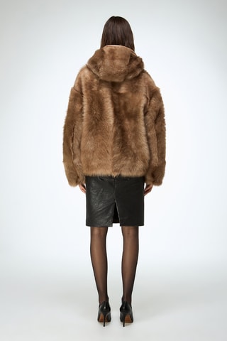 Shearling Jasje Oversized Fit met Capuchon - Bruin