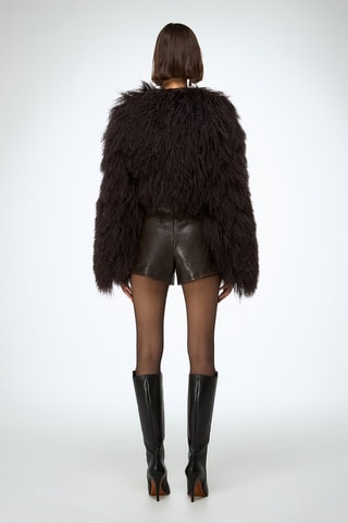Veste relaxed en shearling - Marron