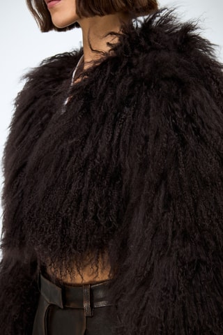 Veste relaxed en shearling - Marron