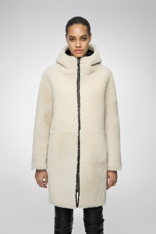 Shearling Jas regular Fit met Capuchon - Wit