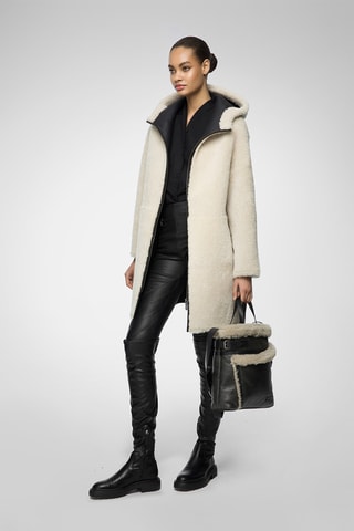 Shearling Jas regular Fit met Capuchon - Wit