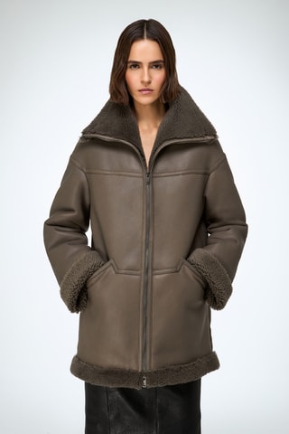Casaco relaxed em shearling - Bege