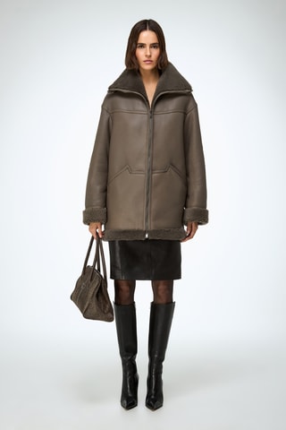 Casaco relaxed em shearling - Bege