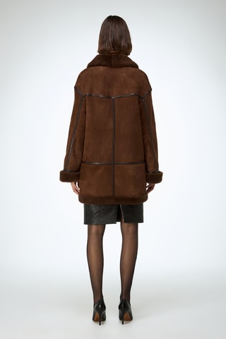 Casaco relaxed em shearling - Castanho-claro