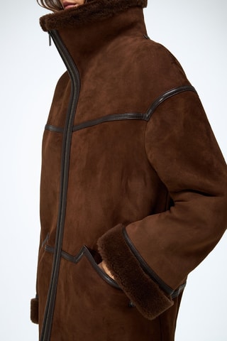 Casaco relaxed em shearling - Castanho-claro