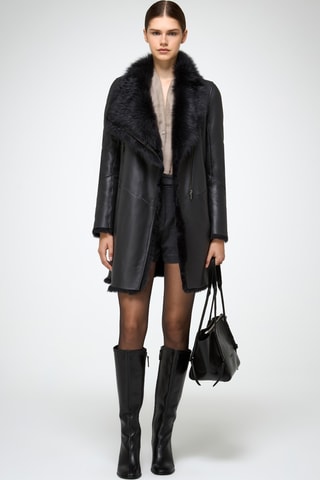 Sobretudo slim em shearling - Cinzento-escuro