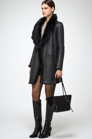 Sobretudo slim em shearling - Cinzento-escuro