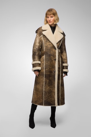 Sobretudo oversize em shearling - Castanho
