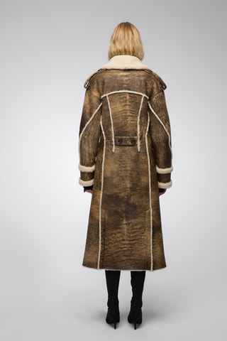 Sobretudo oversize em shearling - Castanho
