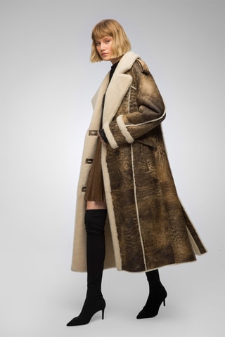 Sobretudo oversize em shearling - Castanho